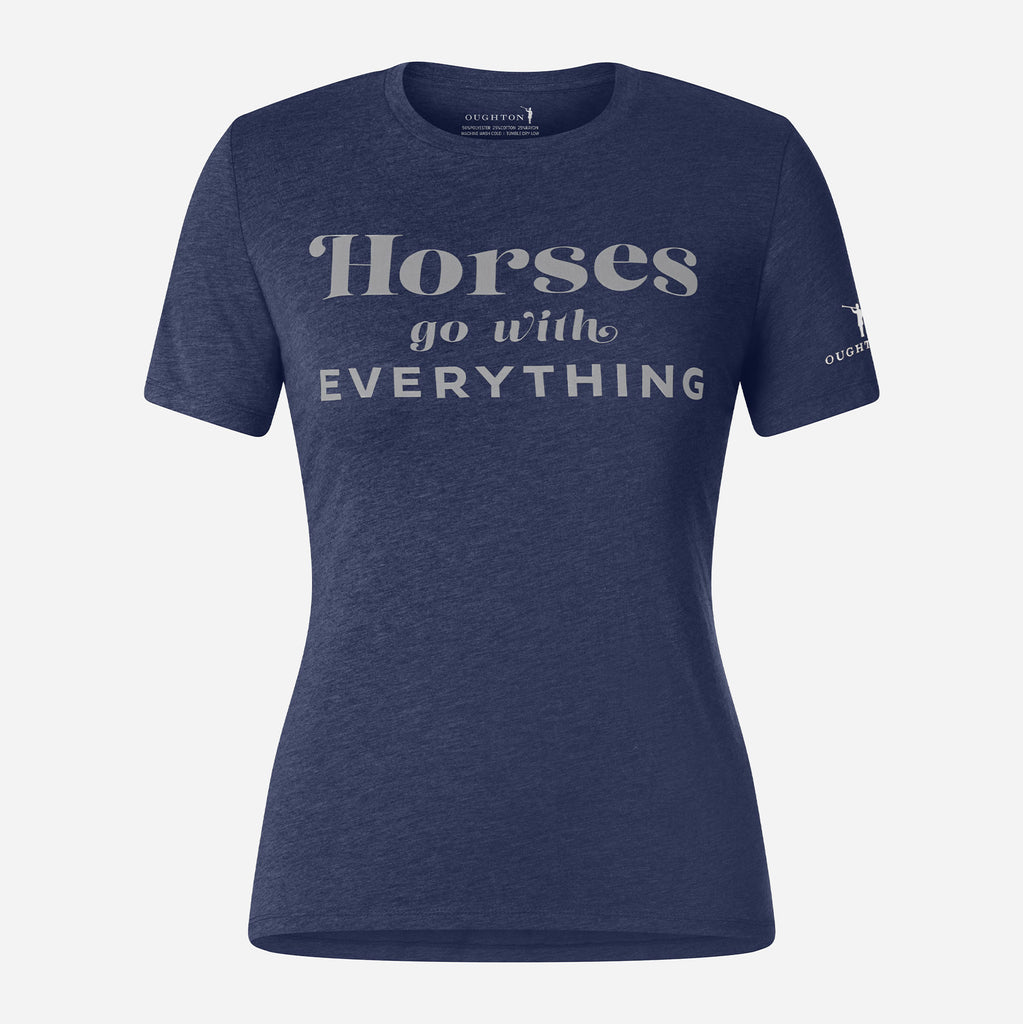 Oughton's Horses Go With Everything Tee in Iconic Navy