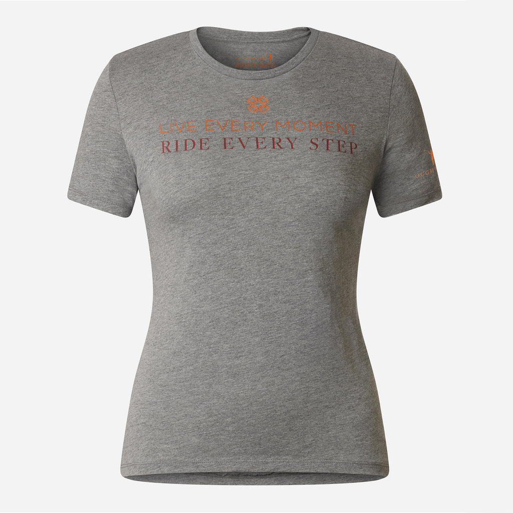 Oughton's Live Every Moment Ride Every Step Tee in Dapple Grey
