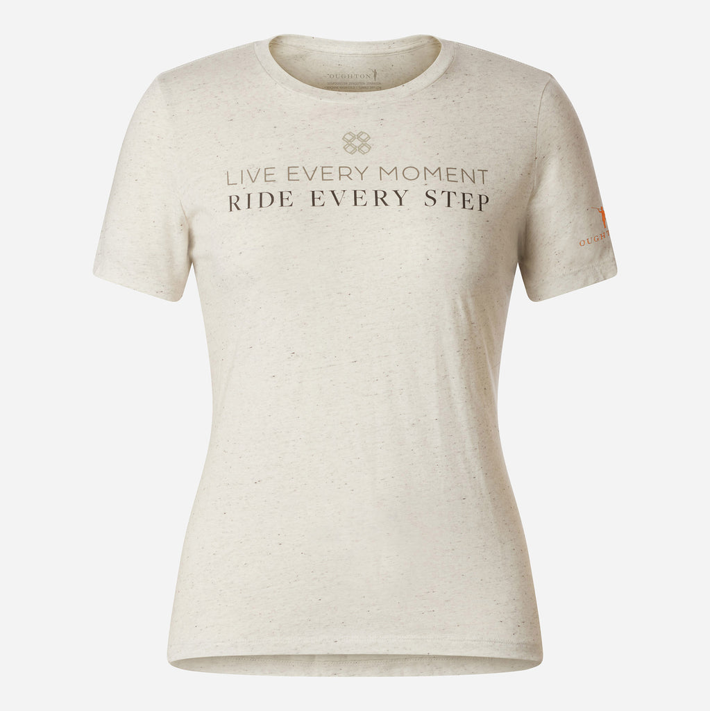 Oughton's Live Every Moment Ride Every Step Tee in Linen Melange