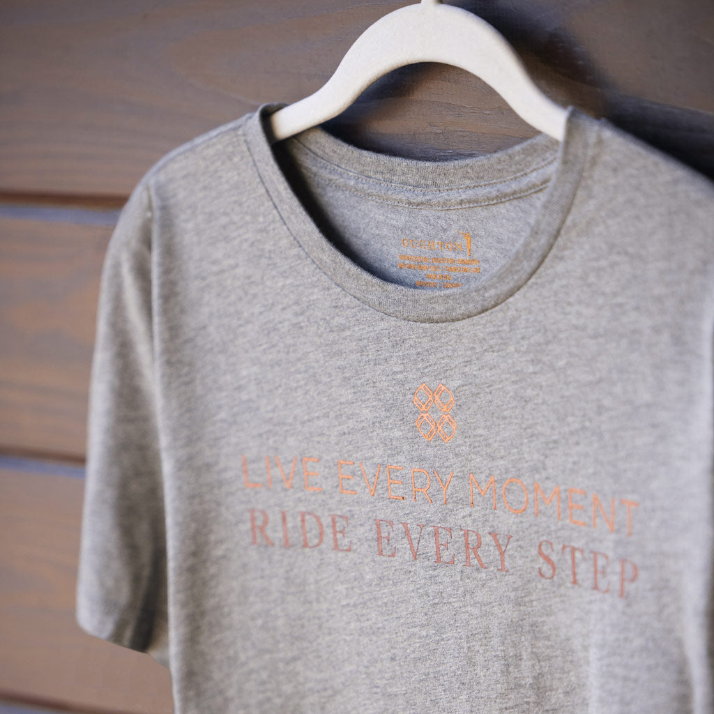 Oughton's Live Every Moment Ride Every Step Tee in Dapple Grey
